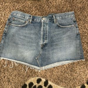 Neverworn! ADOLGE denim angle mini skirt